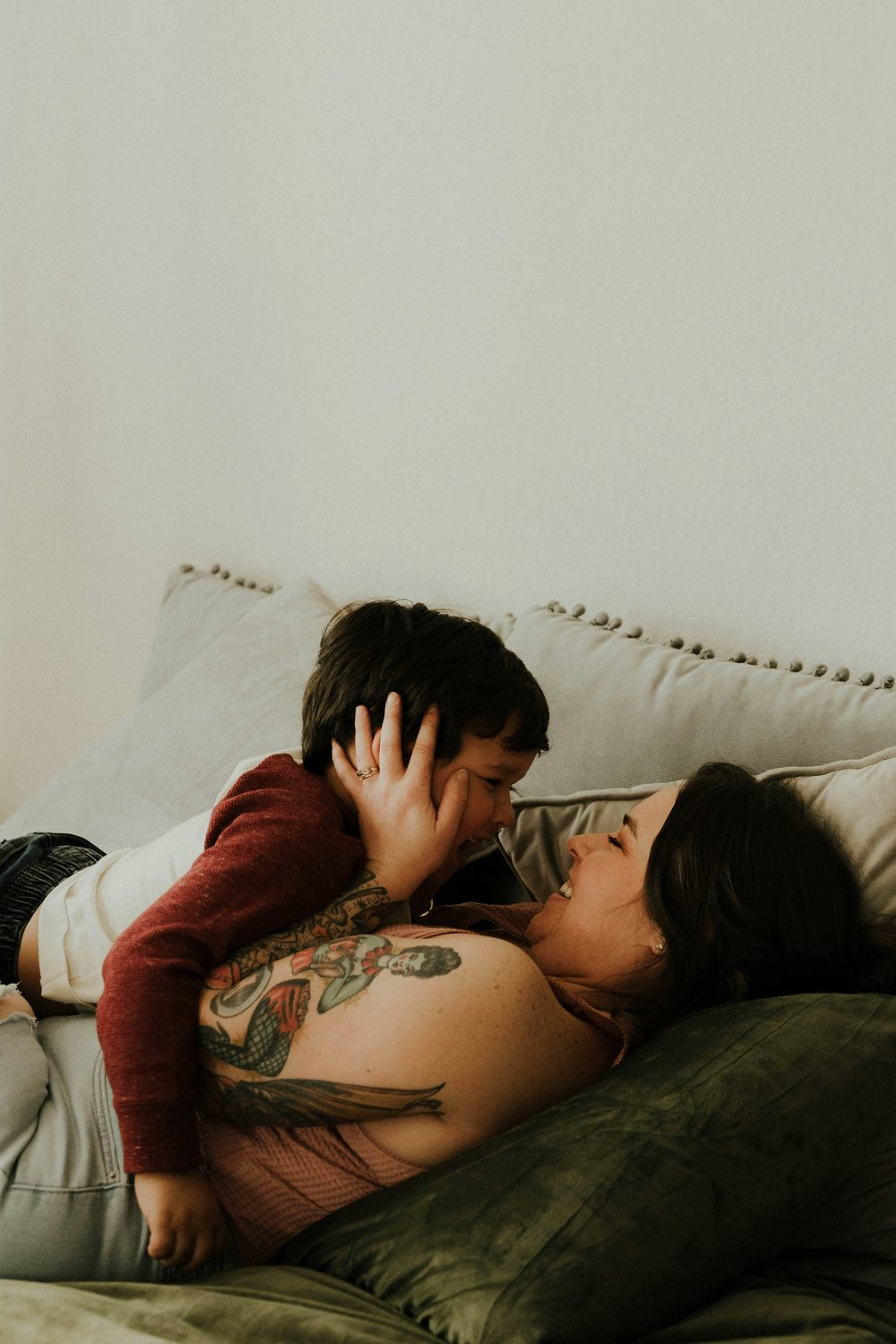 A mother and her son sharing a quiet moment